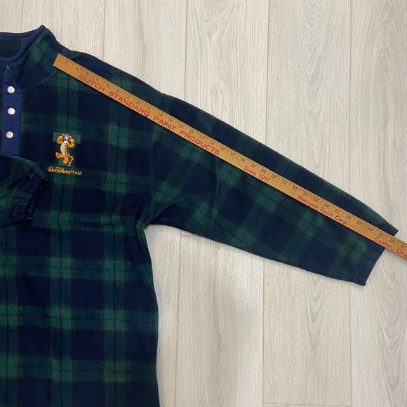 Walt Disney Vintage 90s Green Plaid Checkered Tigger Button Snap Fleece Size XL - Picture 10 of 12